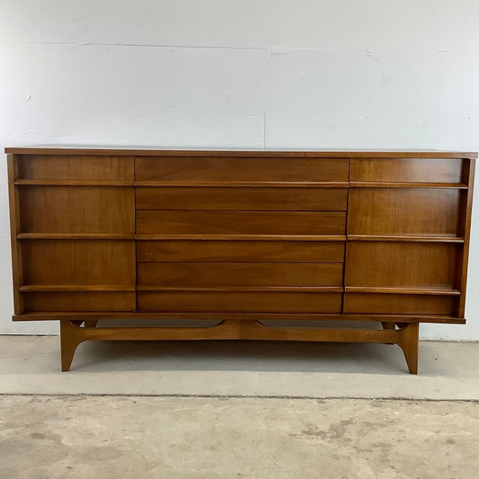Mid-Century Curved Front Walnut Sideboard by Young Manufacturing