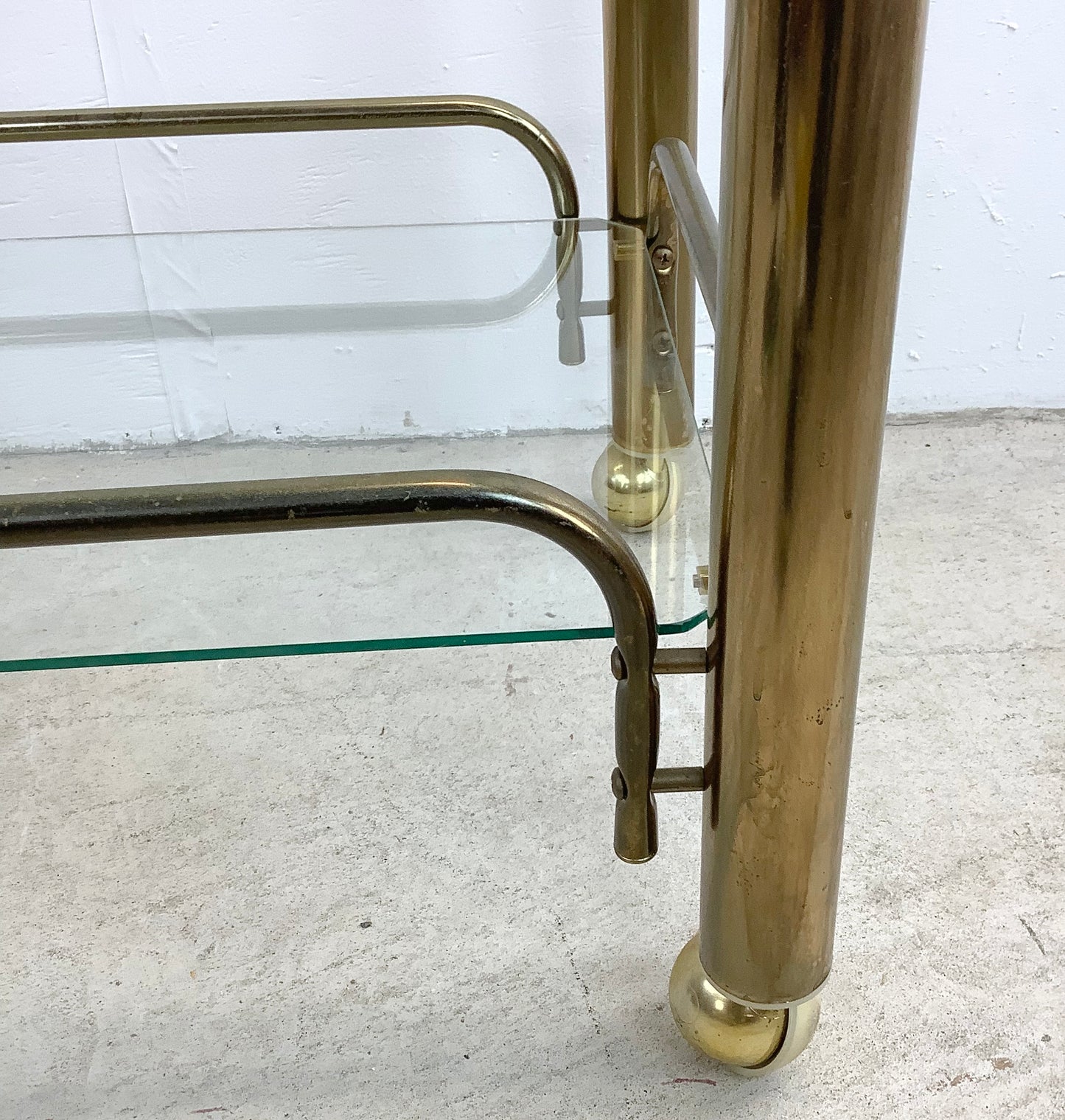 Vintage Modern Brass Finish Bar Cart