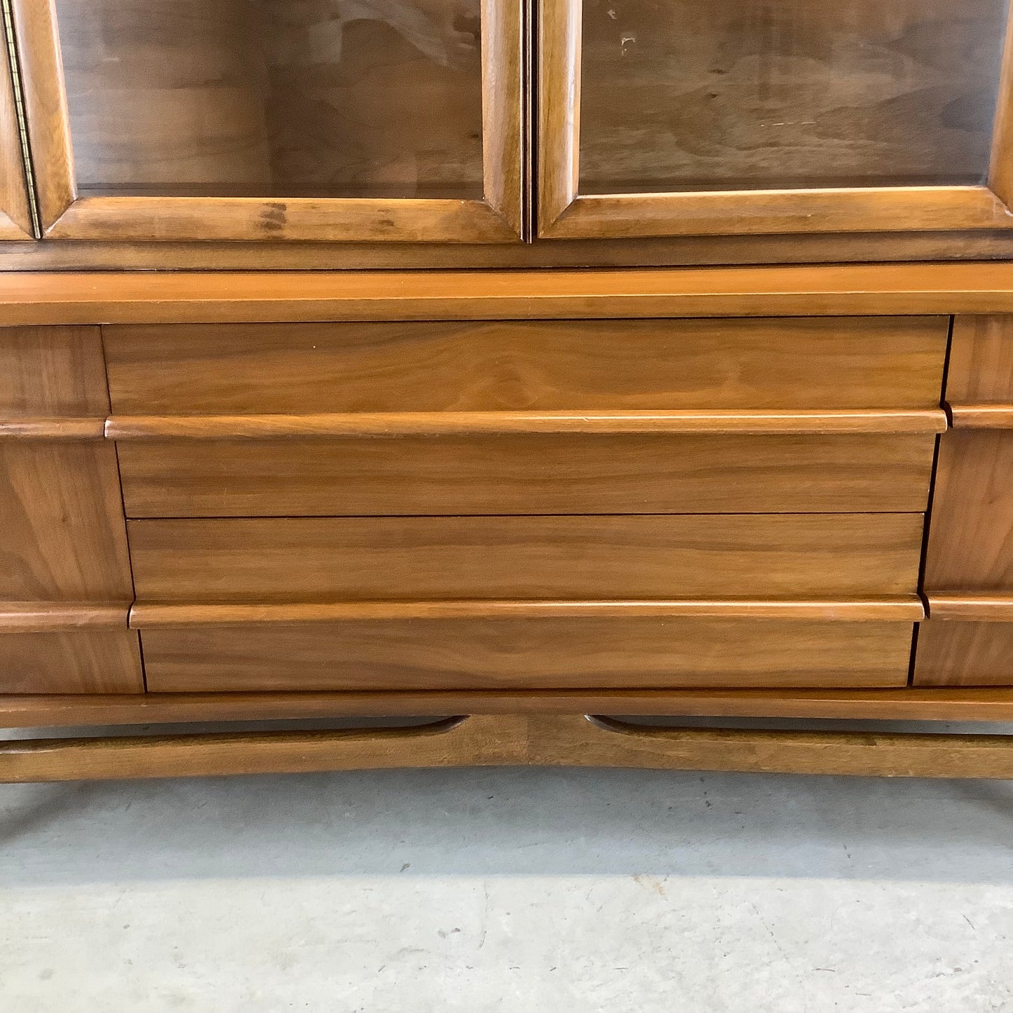 Mid-Century Walnut Sideboard With China Cabinet by Young Manufacturing