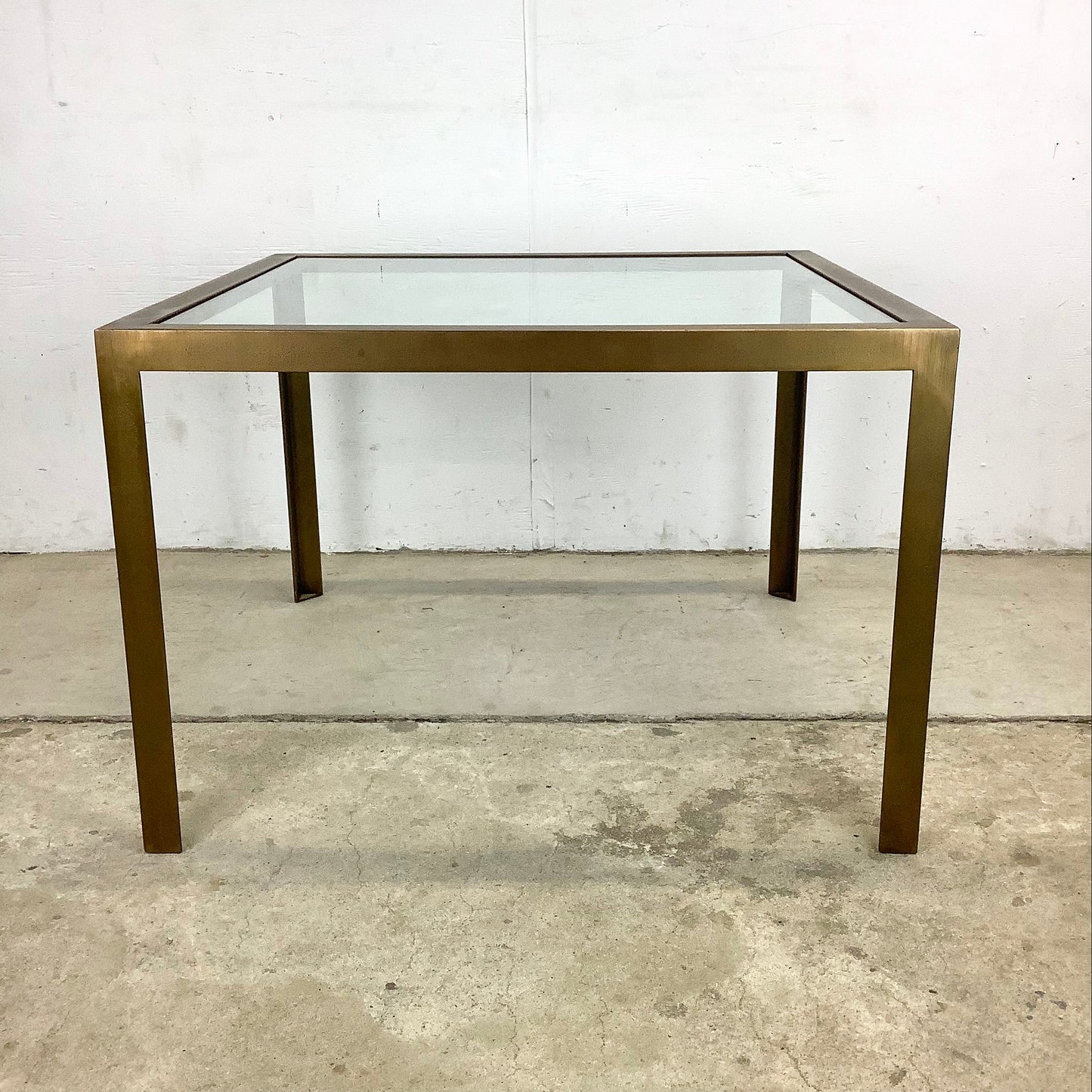 Tall Vintage Modern Glass Top Coffee Table