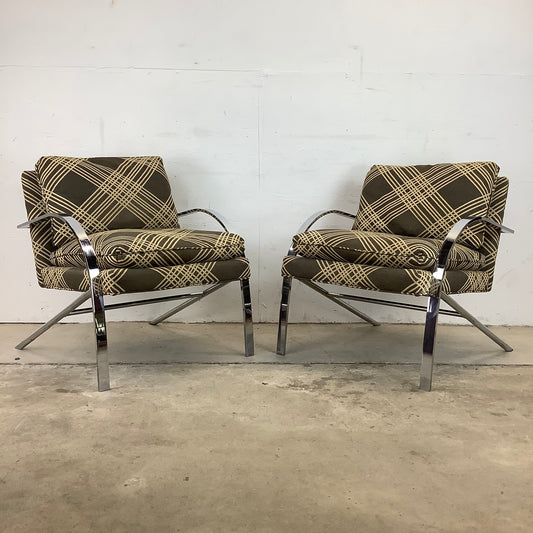 Pair of Mid-Century Chrome "Arco" Lounge Chairs attr.  Paul Tuttle