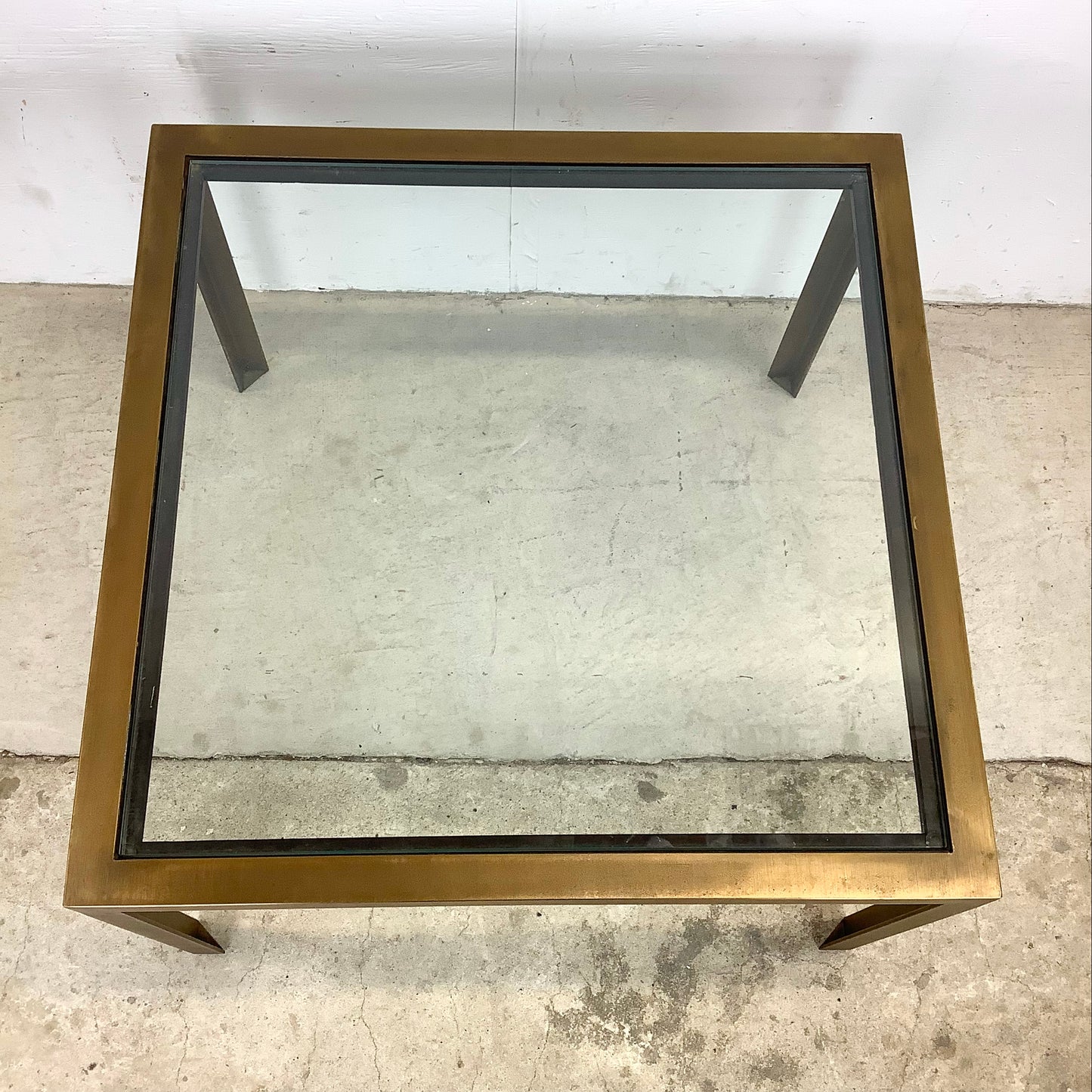 Tall Vintage Modern Glass Top Coffee Table