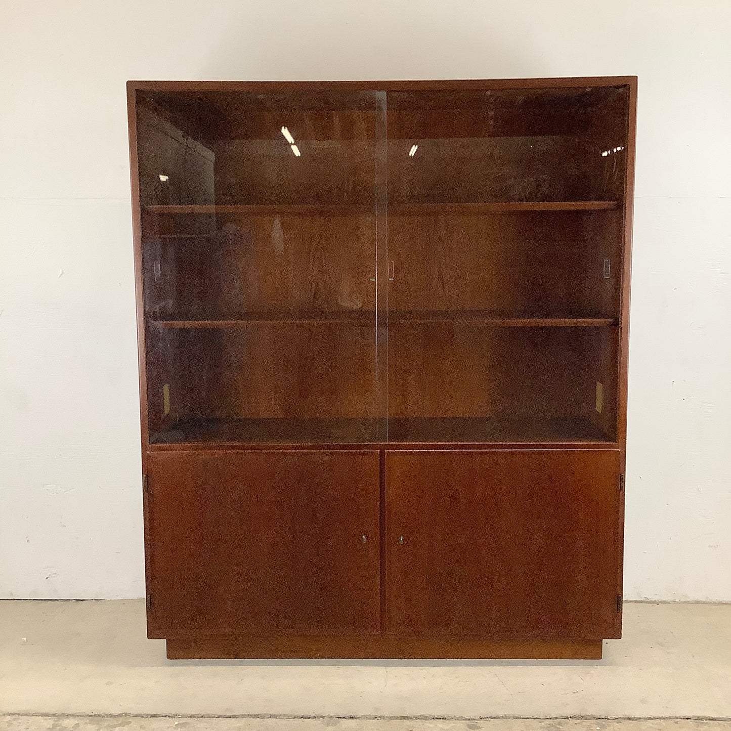 Mid-Century Glass Front Teak Display Cabinet