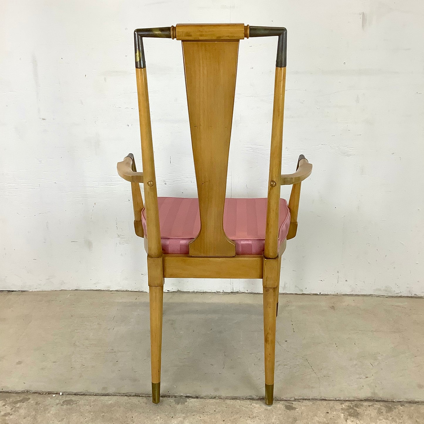 Mid-Century Modern High Back Burlwood Dining Chairs- Set of Six
