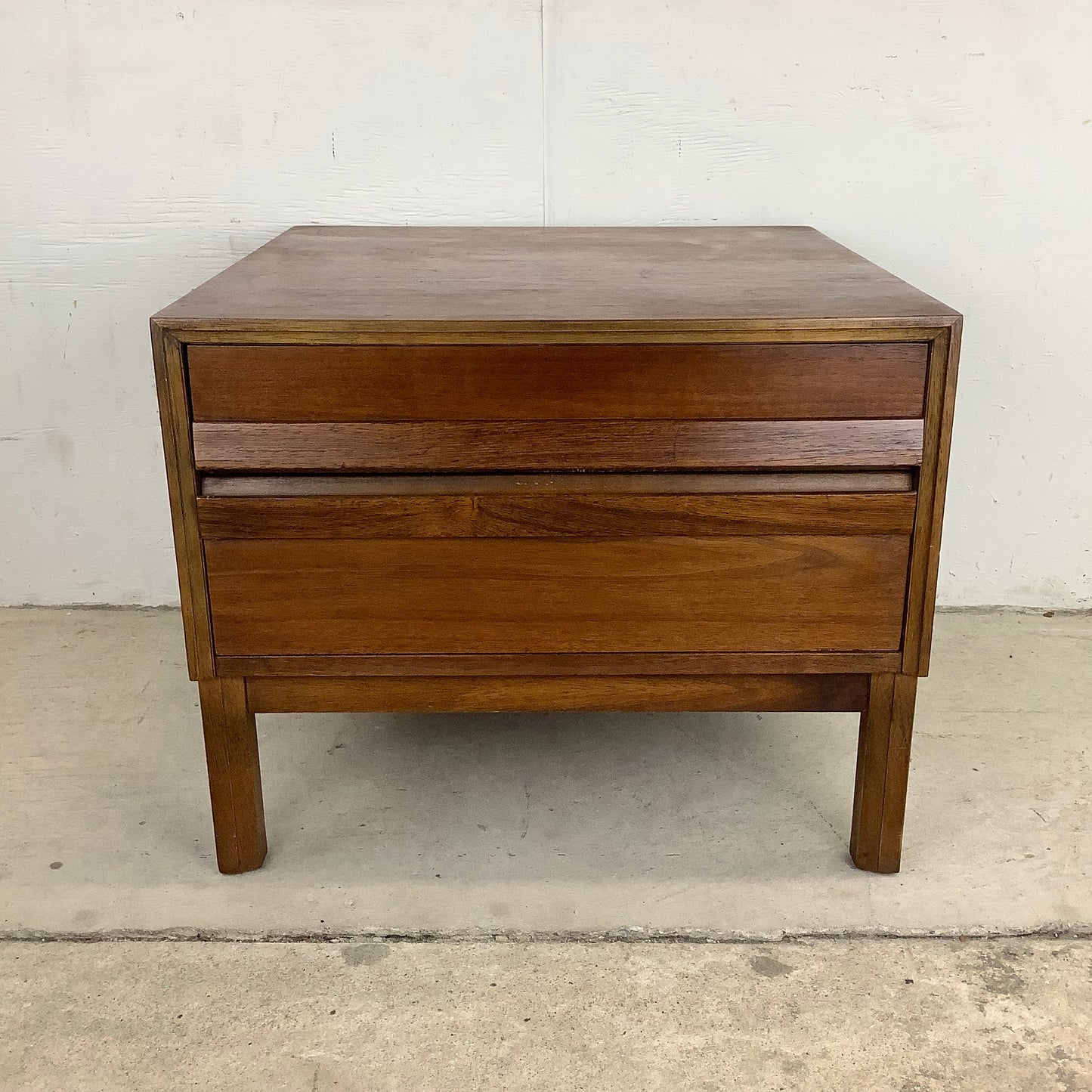 Spacious Mid-Century Walnut Square End Table