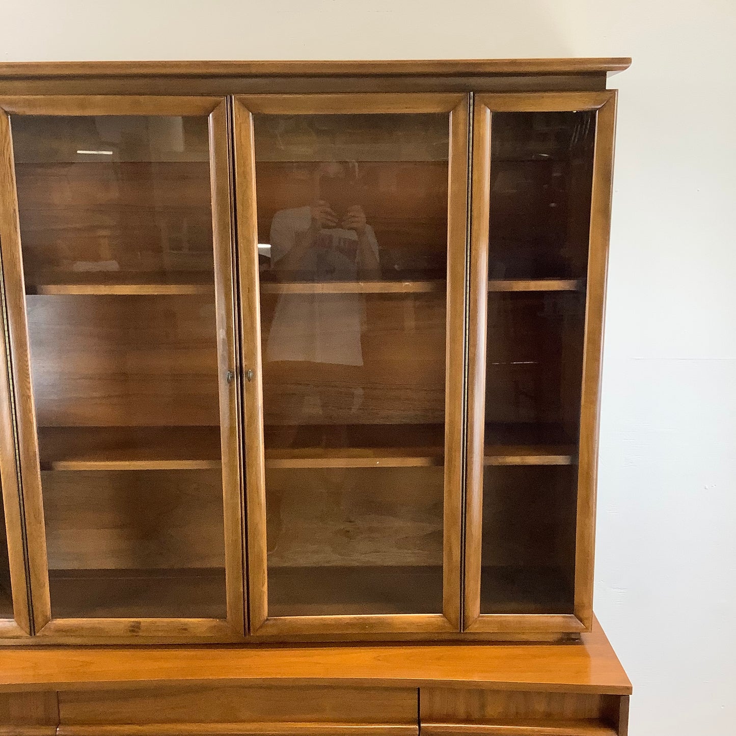 Mid-Century Walnut Sideboard With China Cabinet by Young Manufacturing