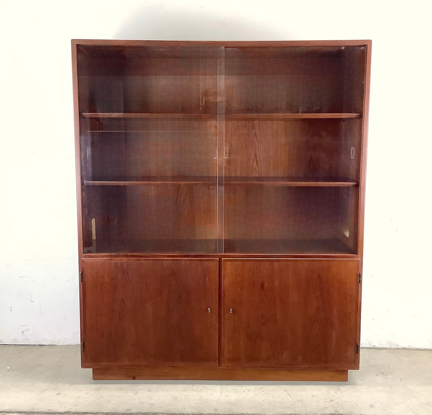 Mid-Century Glass Front Teak Display Cabinet