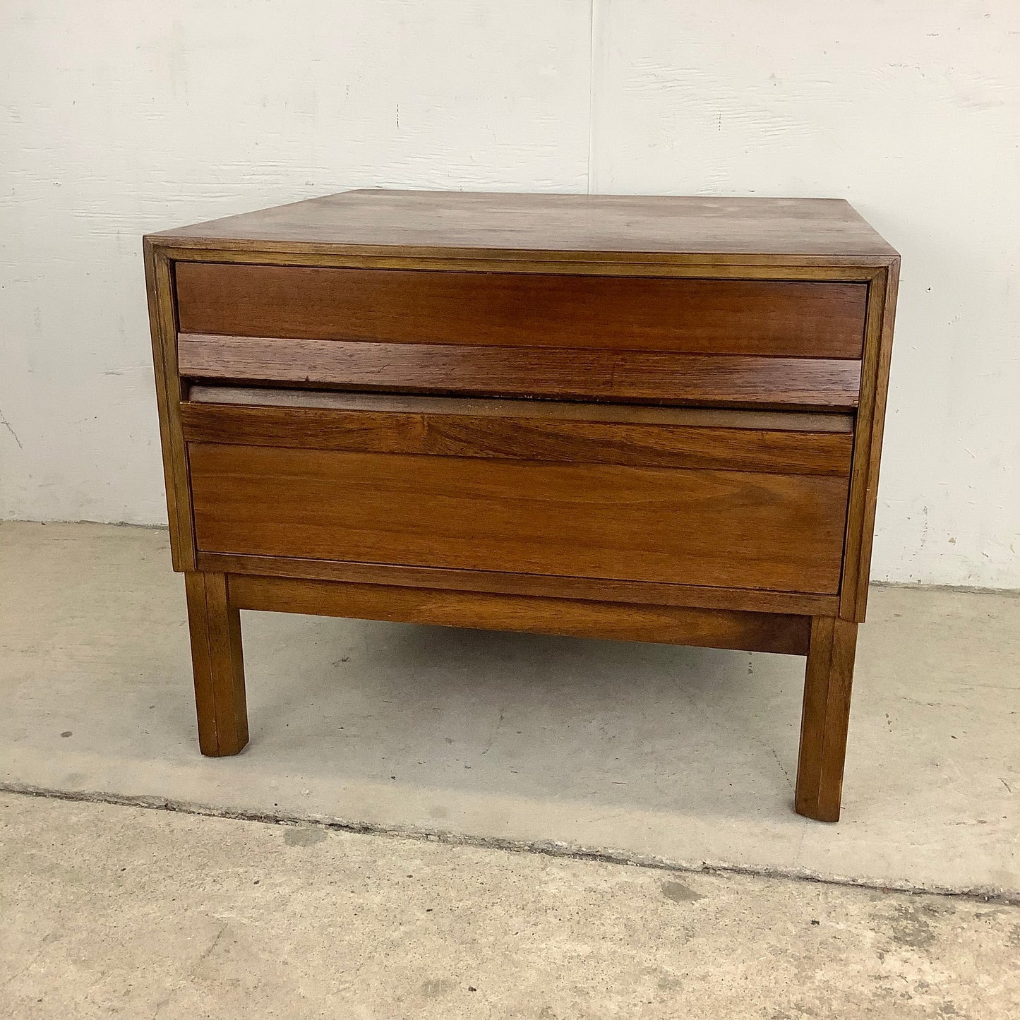 Spacious Mid-Century Walnut Square End Table