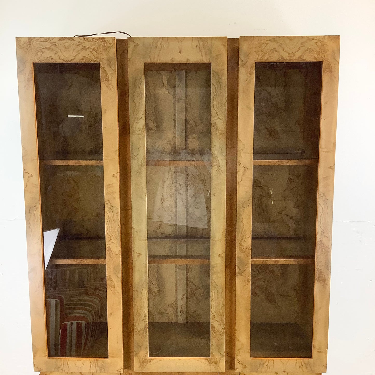 Vintage Modern Burl Style Curio Cabinet