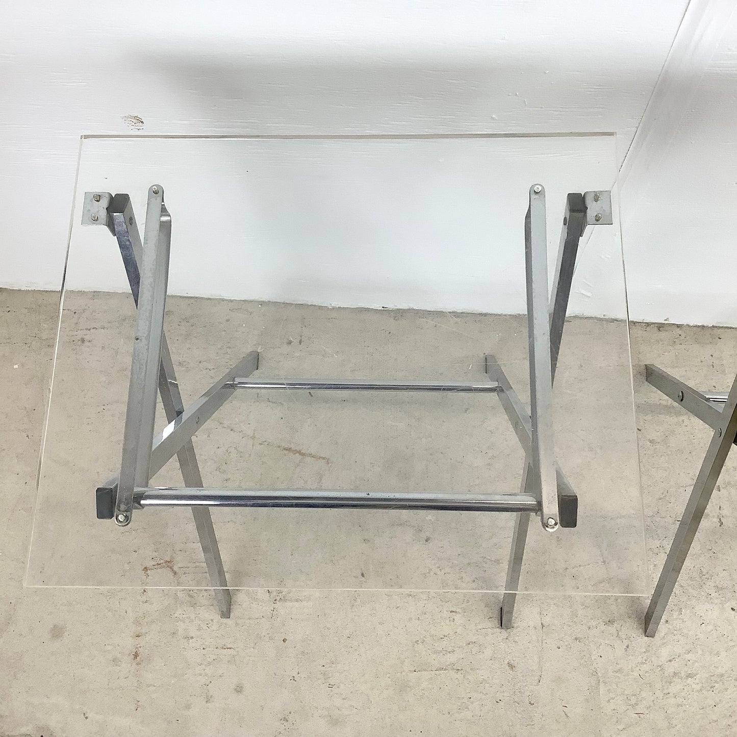Mid-Century Lucite and Chrome Folding Tray Table- a pair