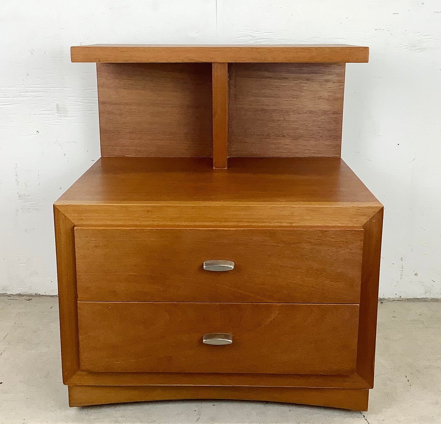 Large Two-Tier Sculptural Mid-Century Nightstand by Phenix