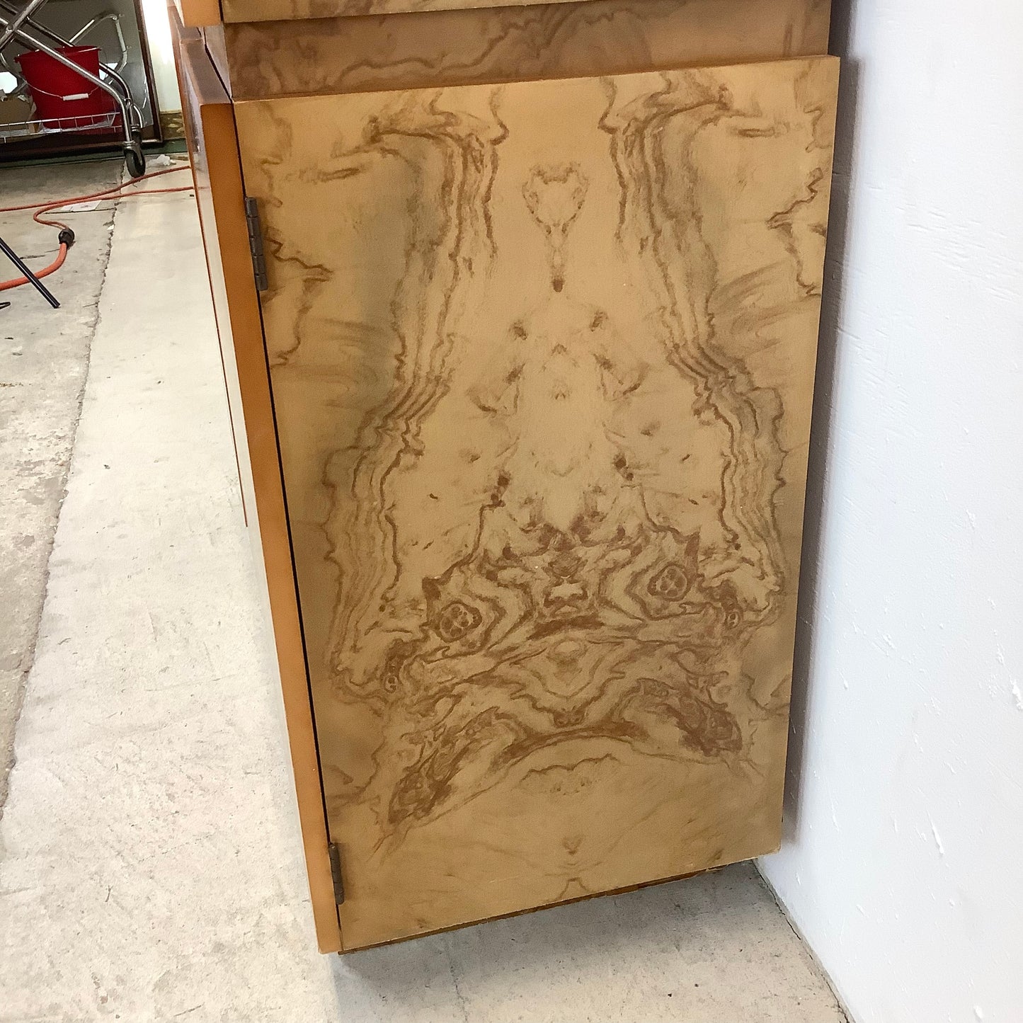 Vintage Modern Burl Style Curio Cabinet