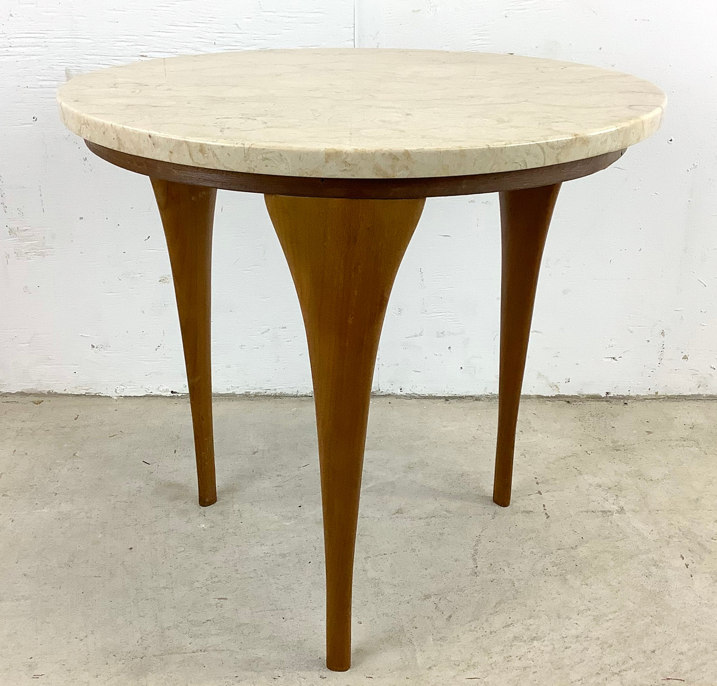 Vintage Italian Modern Side Table with Marble Top
