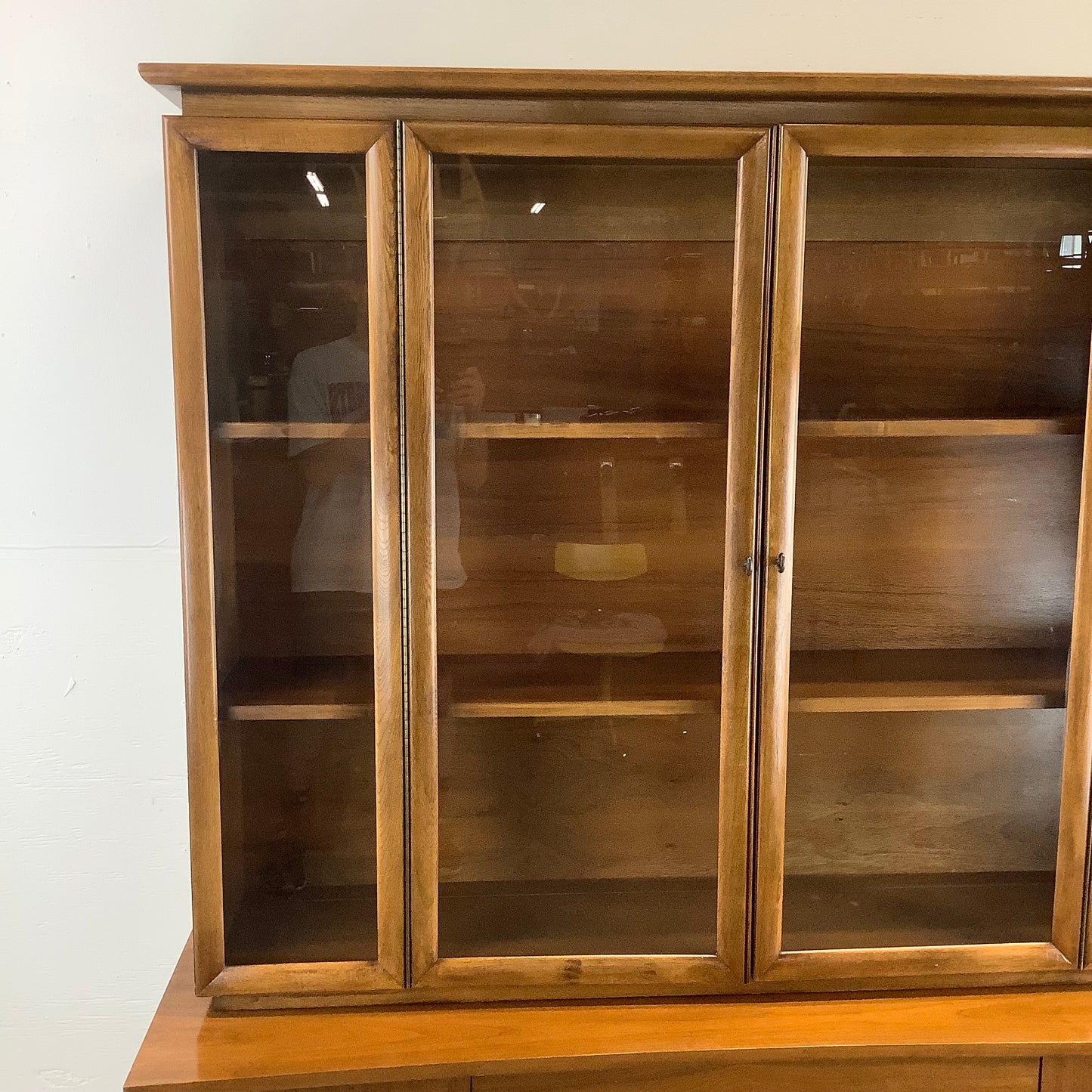 Mid-Century Walnut Sideboard With China Cabinet by Young Manufacturing