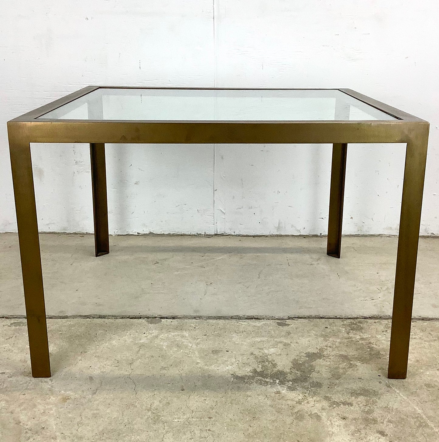 Tall Vintage Modern Glass Top Coffee Table