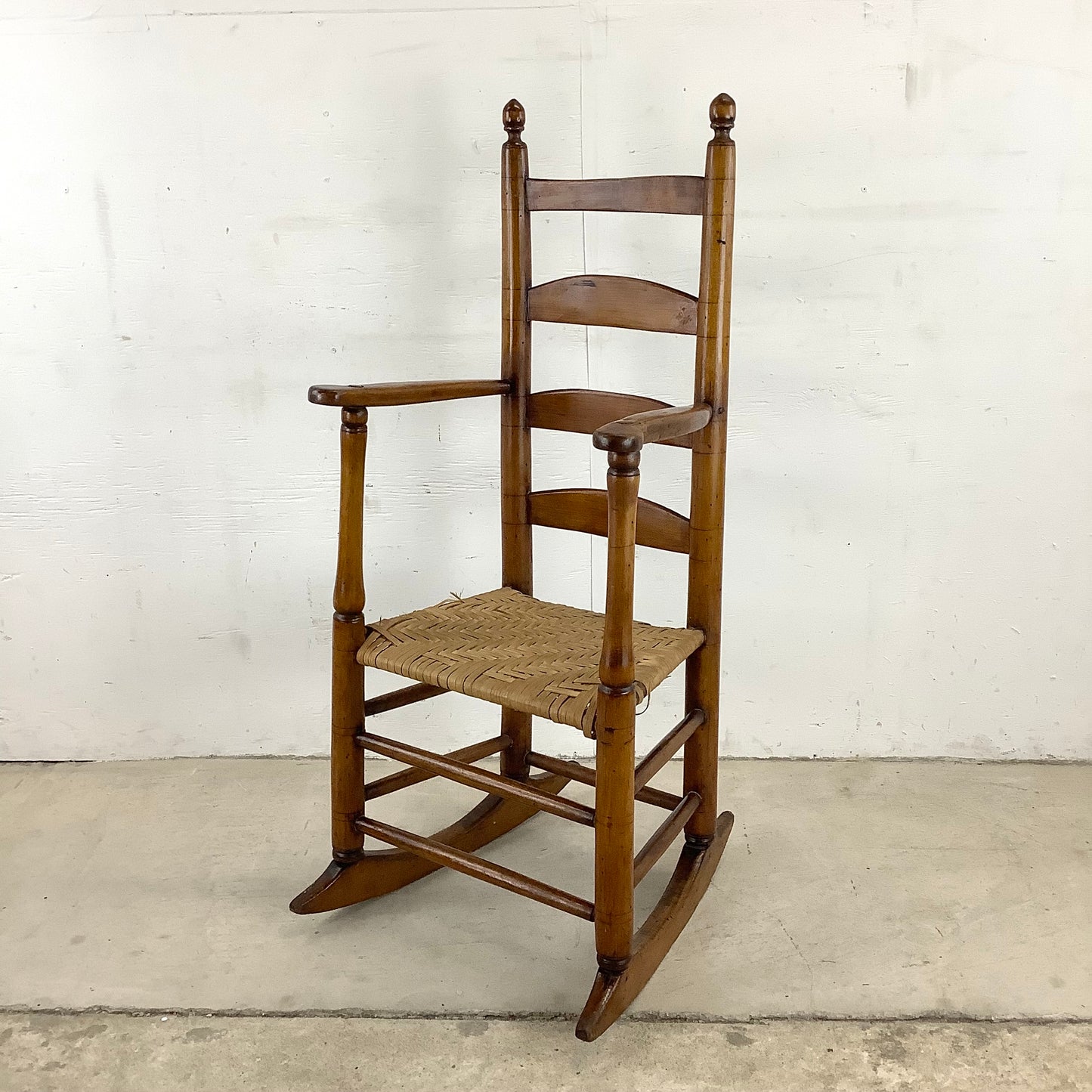 Vintage Antique Rush Seat Child Rocking Chair