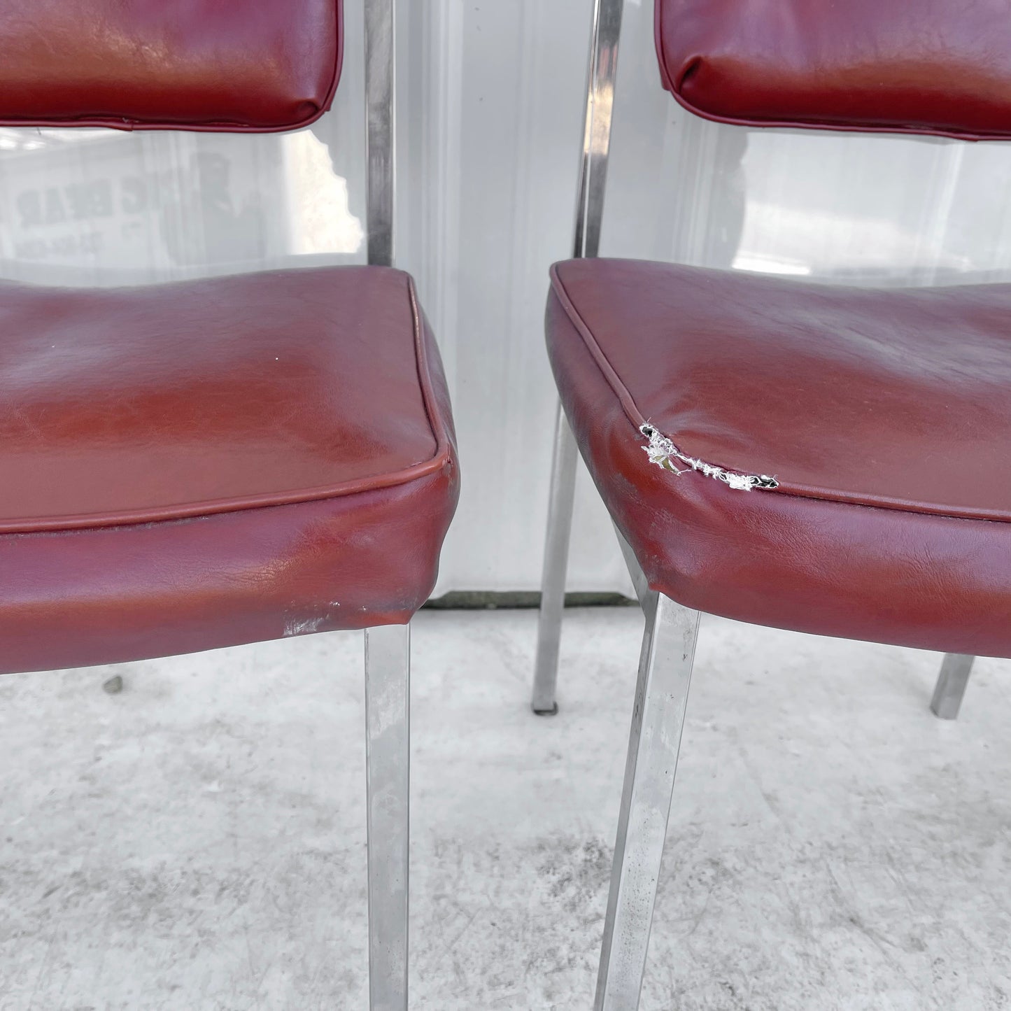 Vintage Modern Acrylic And Vinyl Dining Chairs- Set Of 4