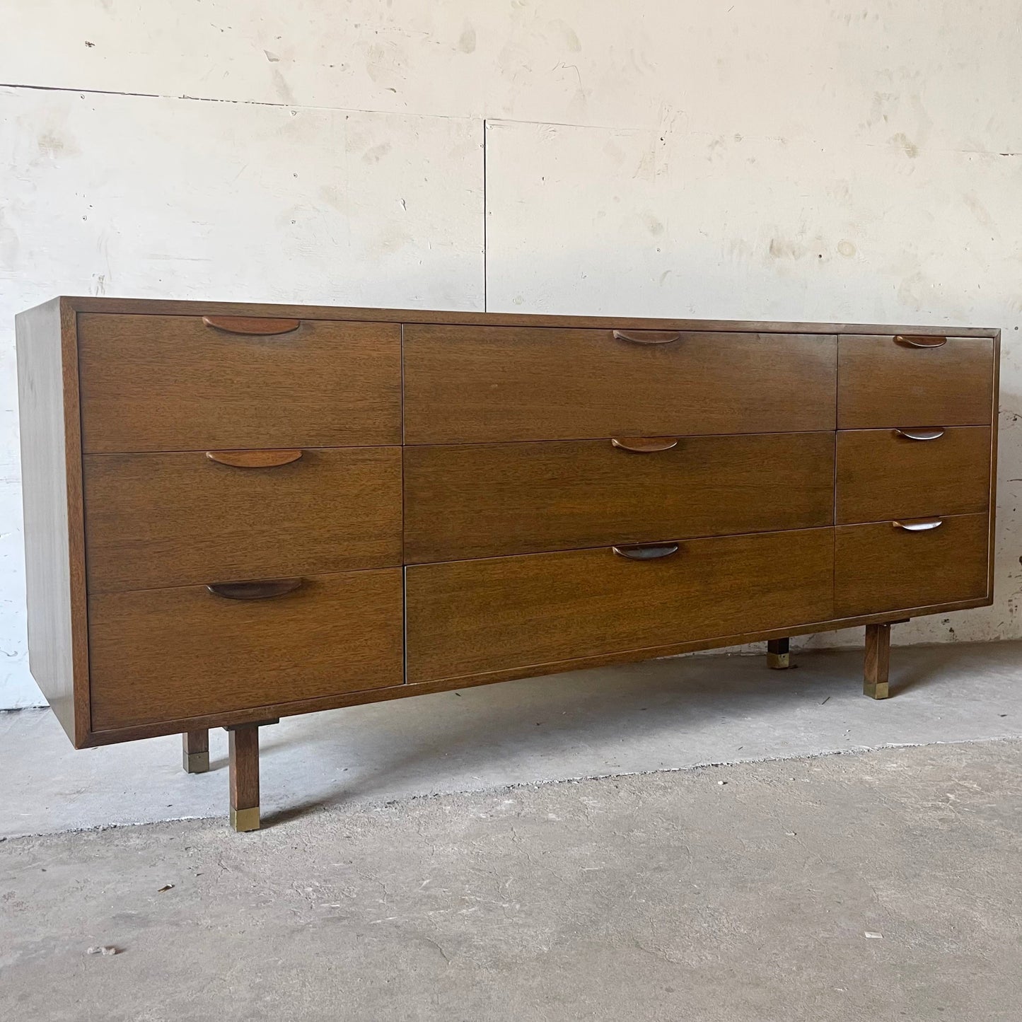 Mid-Century Nine Drawer Dresser signed Harvey Probber