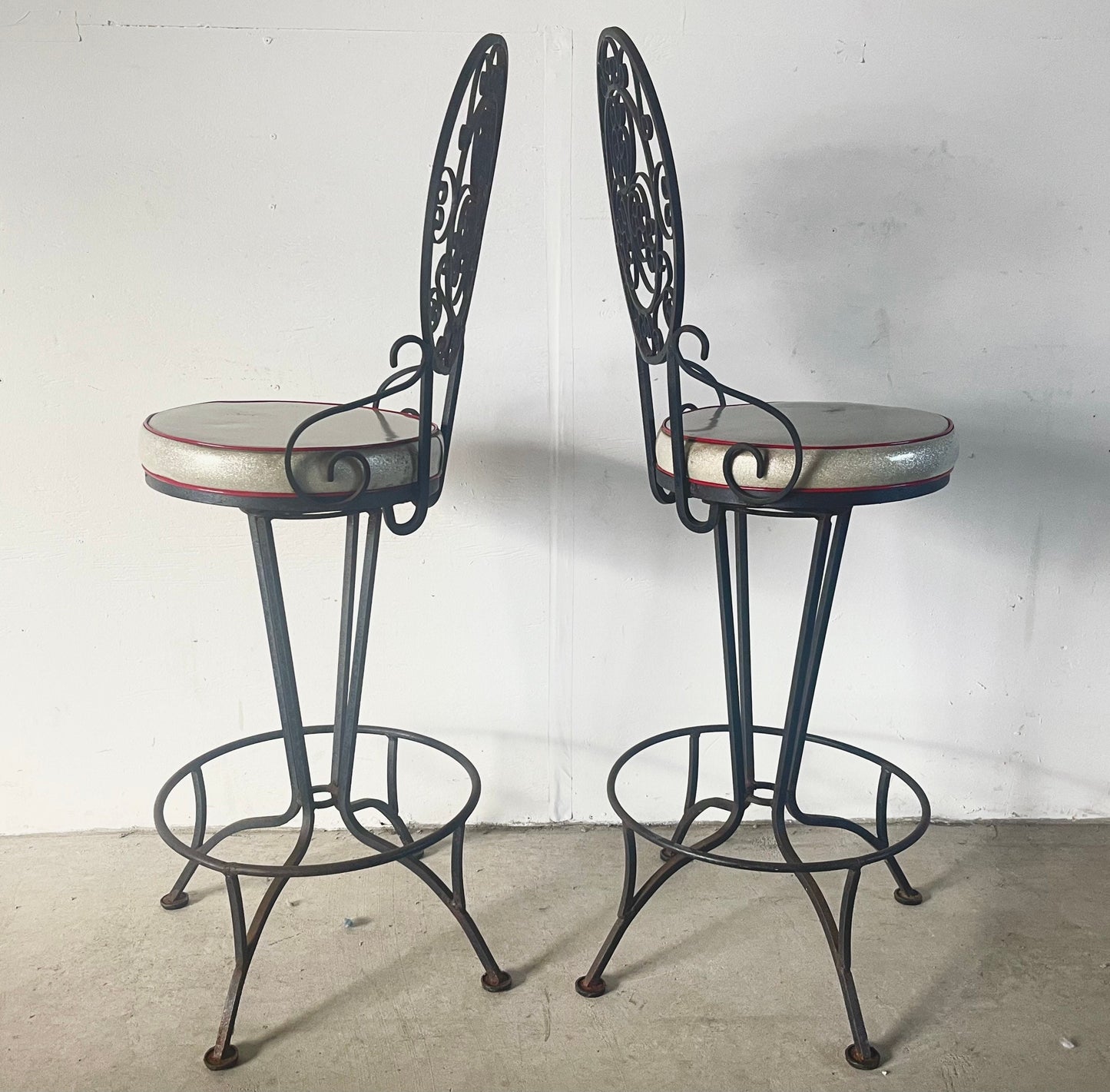 Mid-Century Cast Iron Swivel Bar Stools- Set of Four