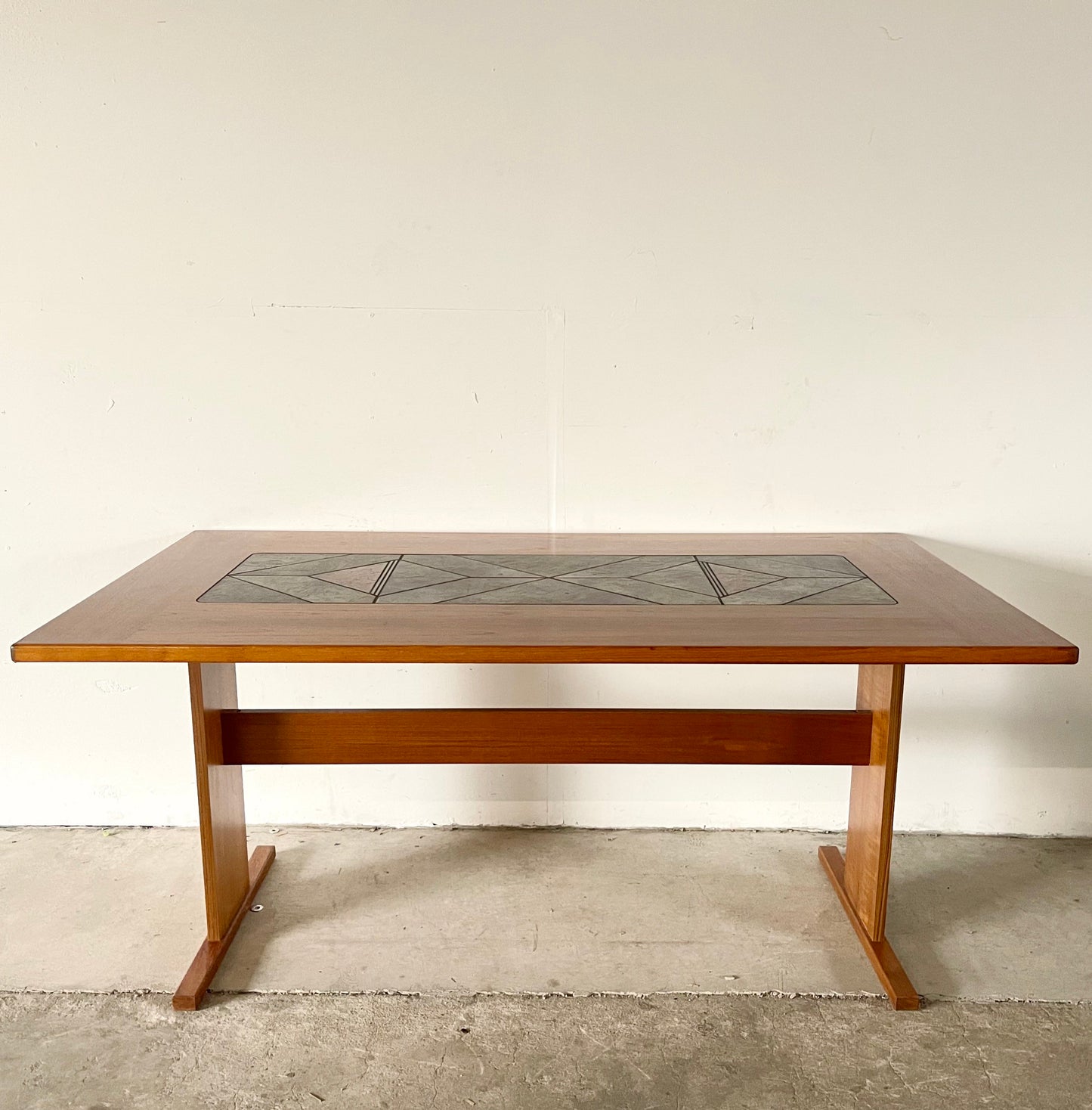Scandinavian Modern Teak and Tile Dining Table