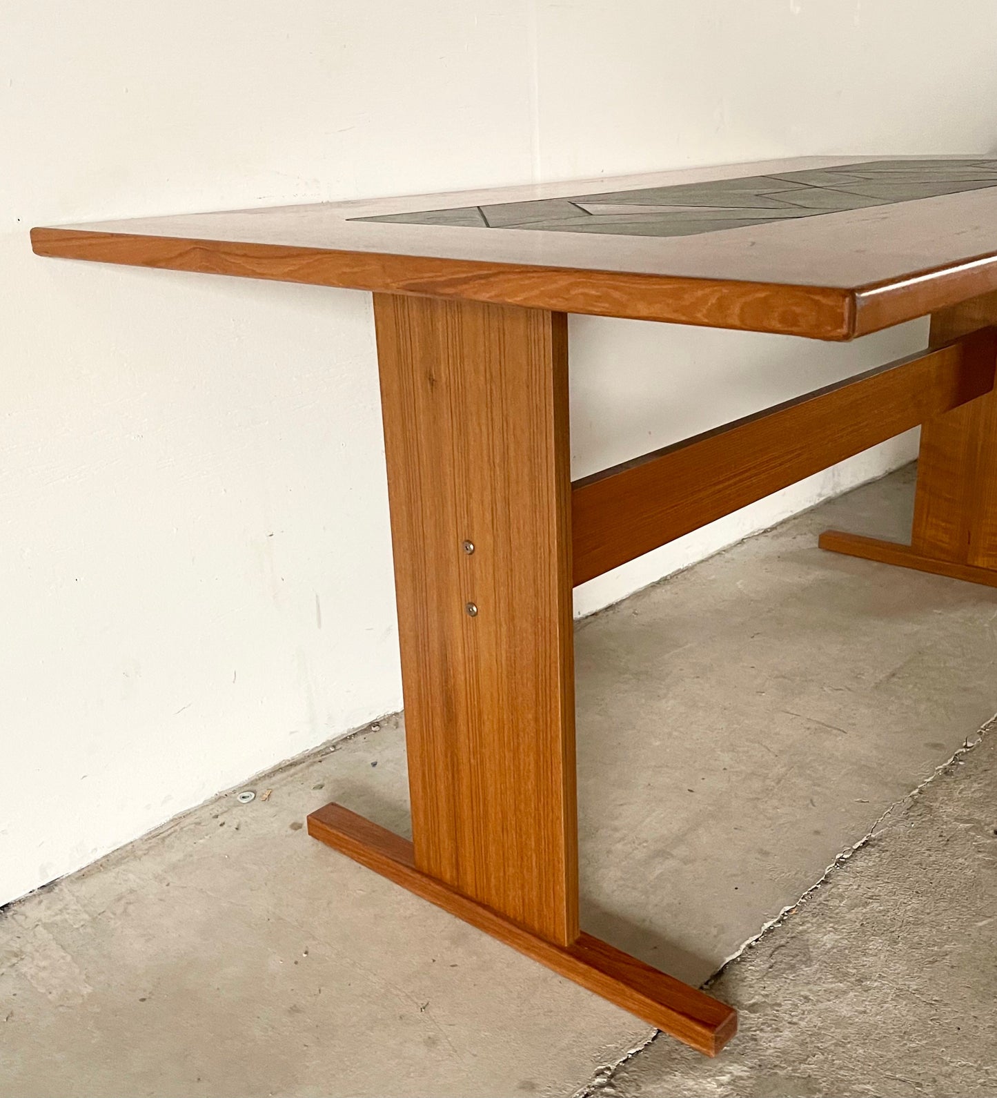 Scandinavian Modern Teak and Tile Dining Table