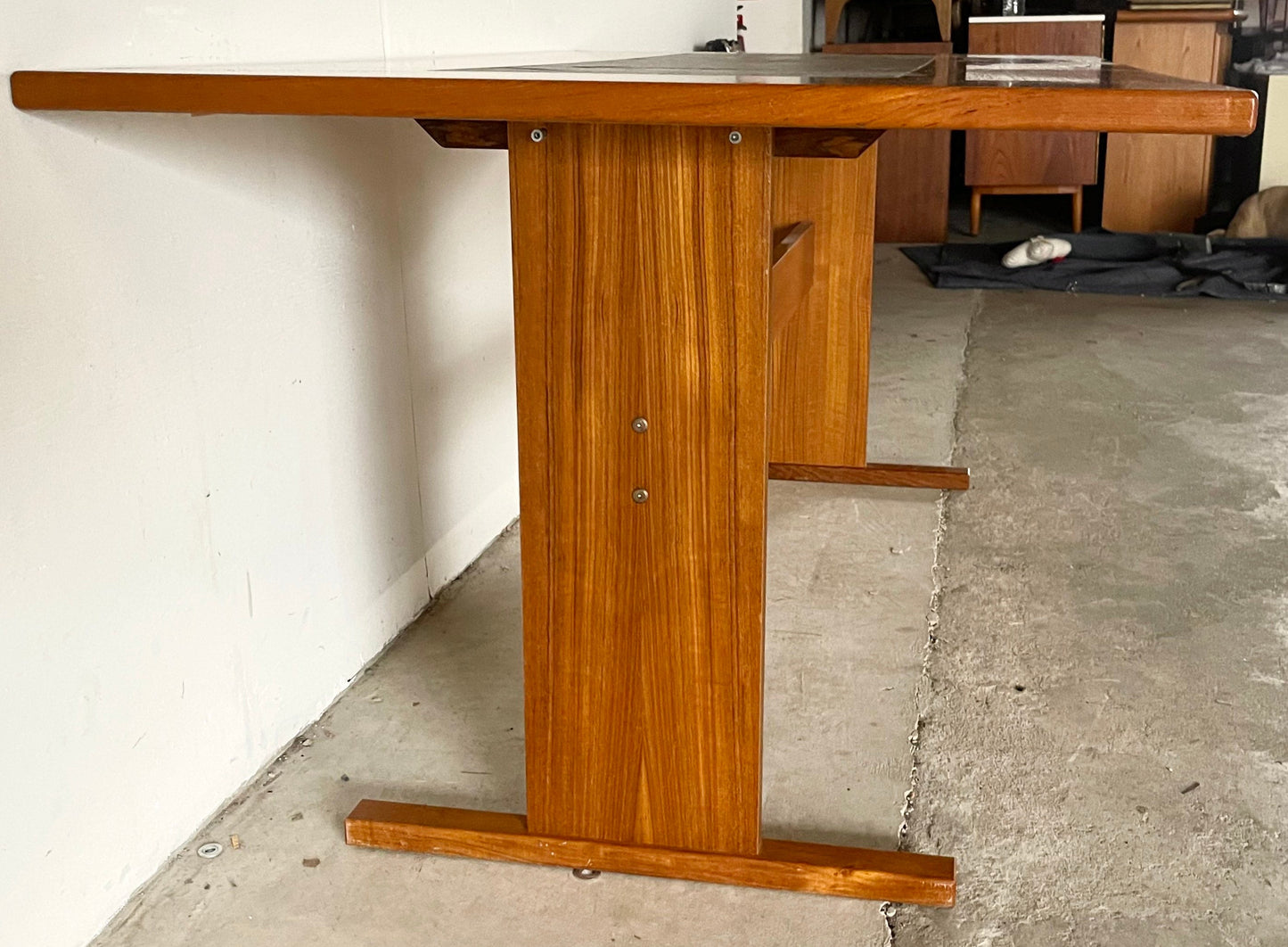 Scandinavian Modern Teak and Tile Dining Table