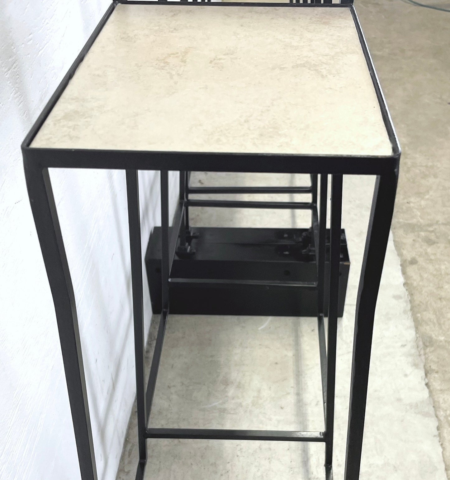 Pair Vintage Modern Plantstands with Iron and Ceramics