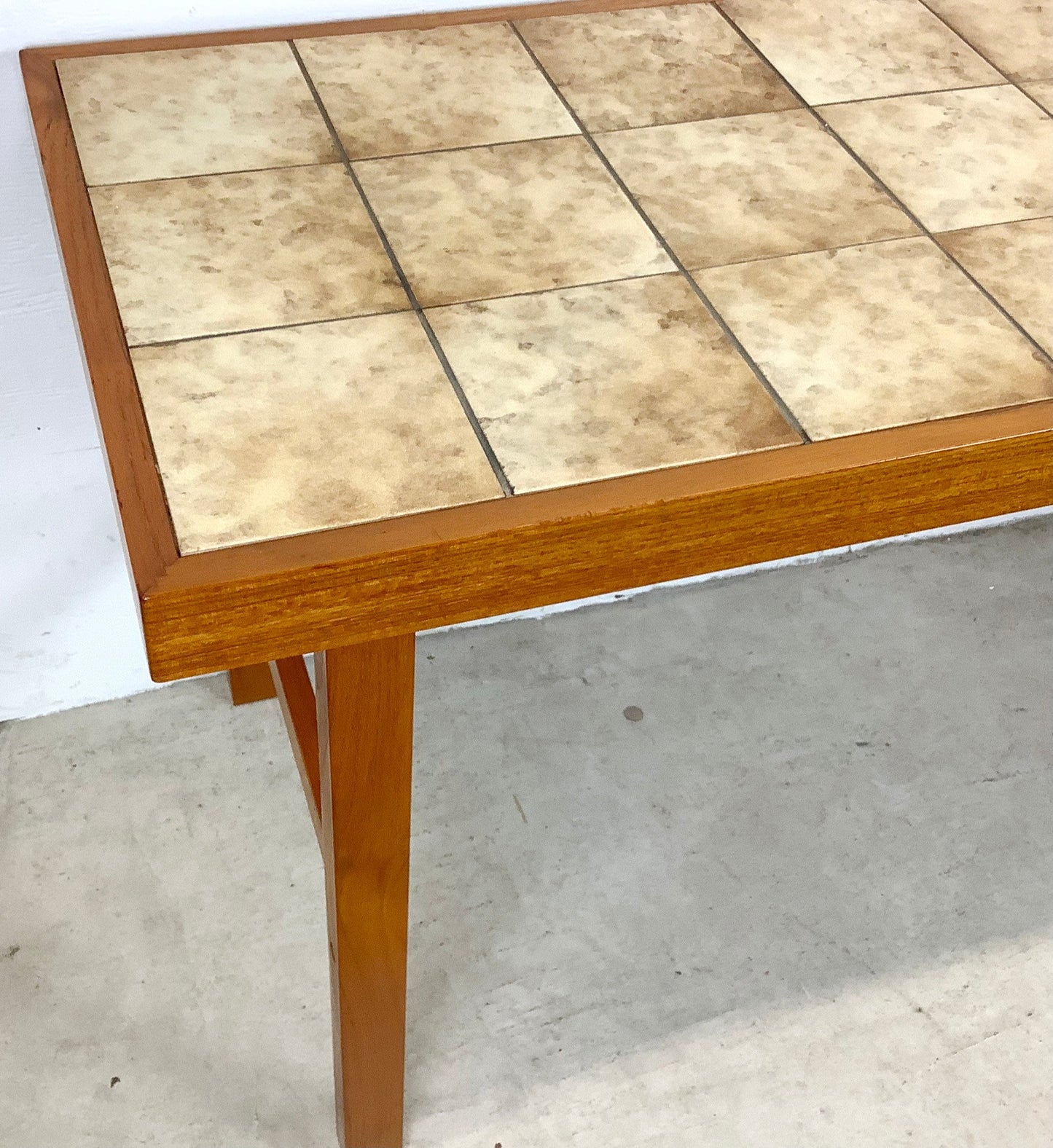 Scandinavian Modern Teak and Tile Console Table