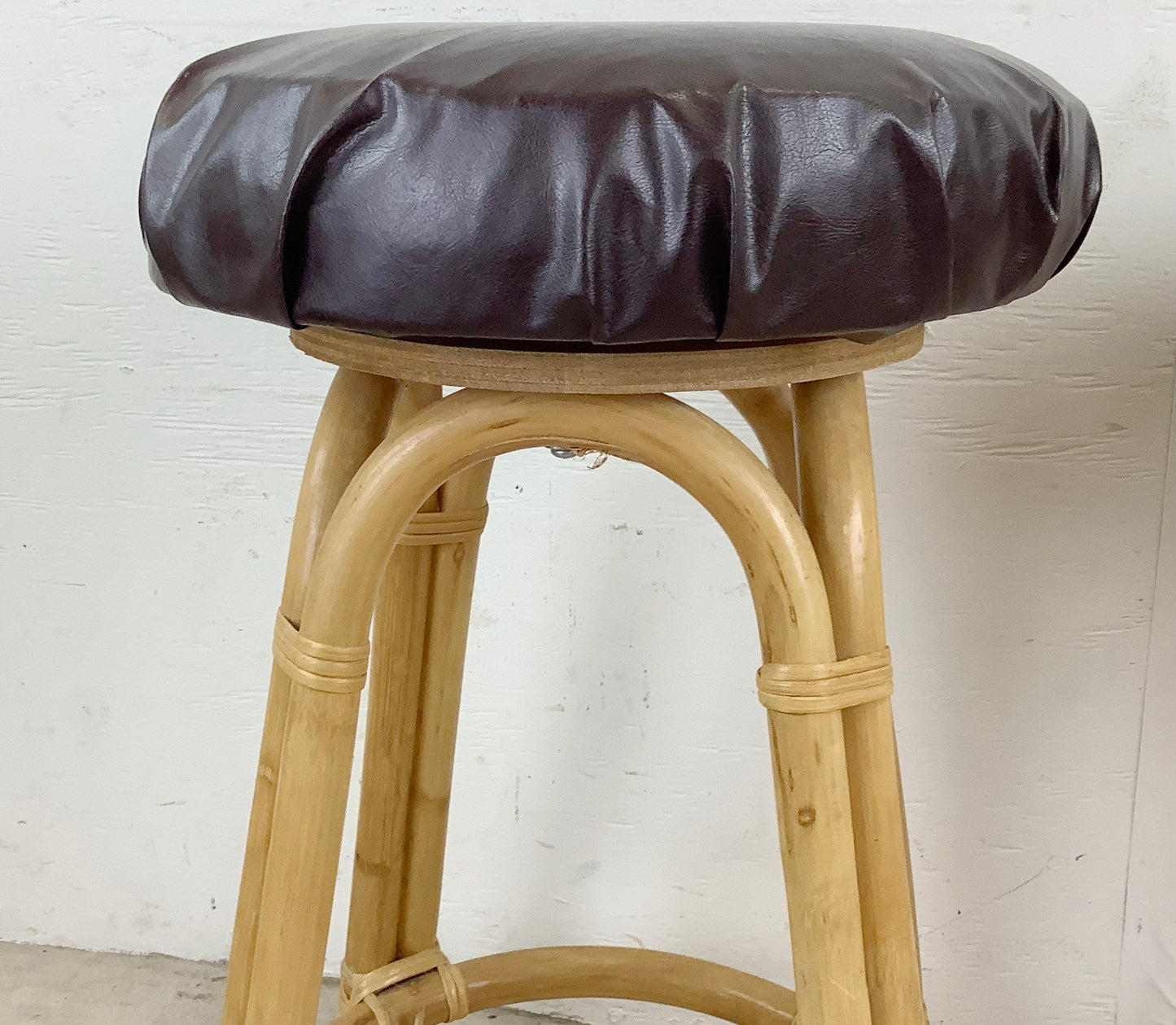 Pair Vintage Modern Bamboo Barstools