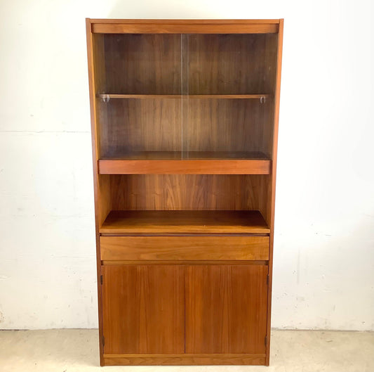 Vintage Modern Teak Bookcase With Display Cabinet