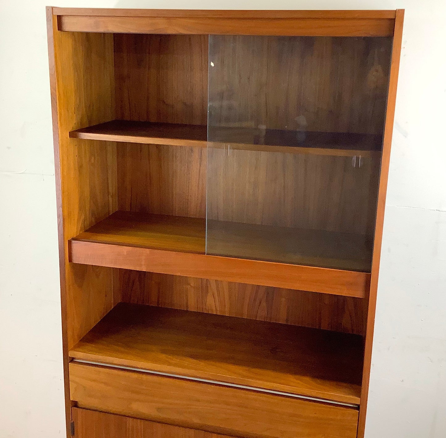 Vintage Modern Teak Bookcase With Display Cabinet