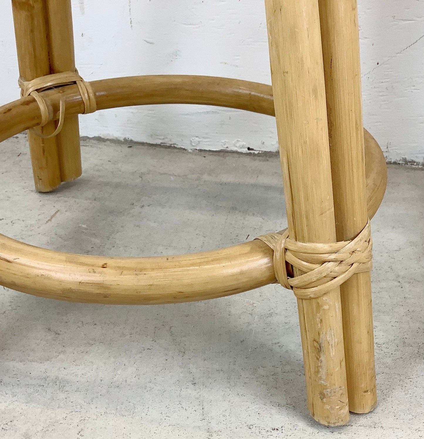 Pair Vintage Modern Bamboo Barstools