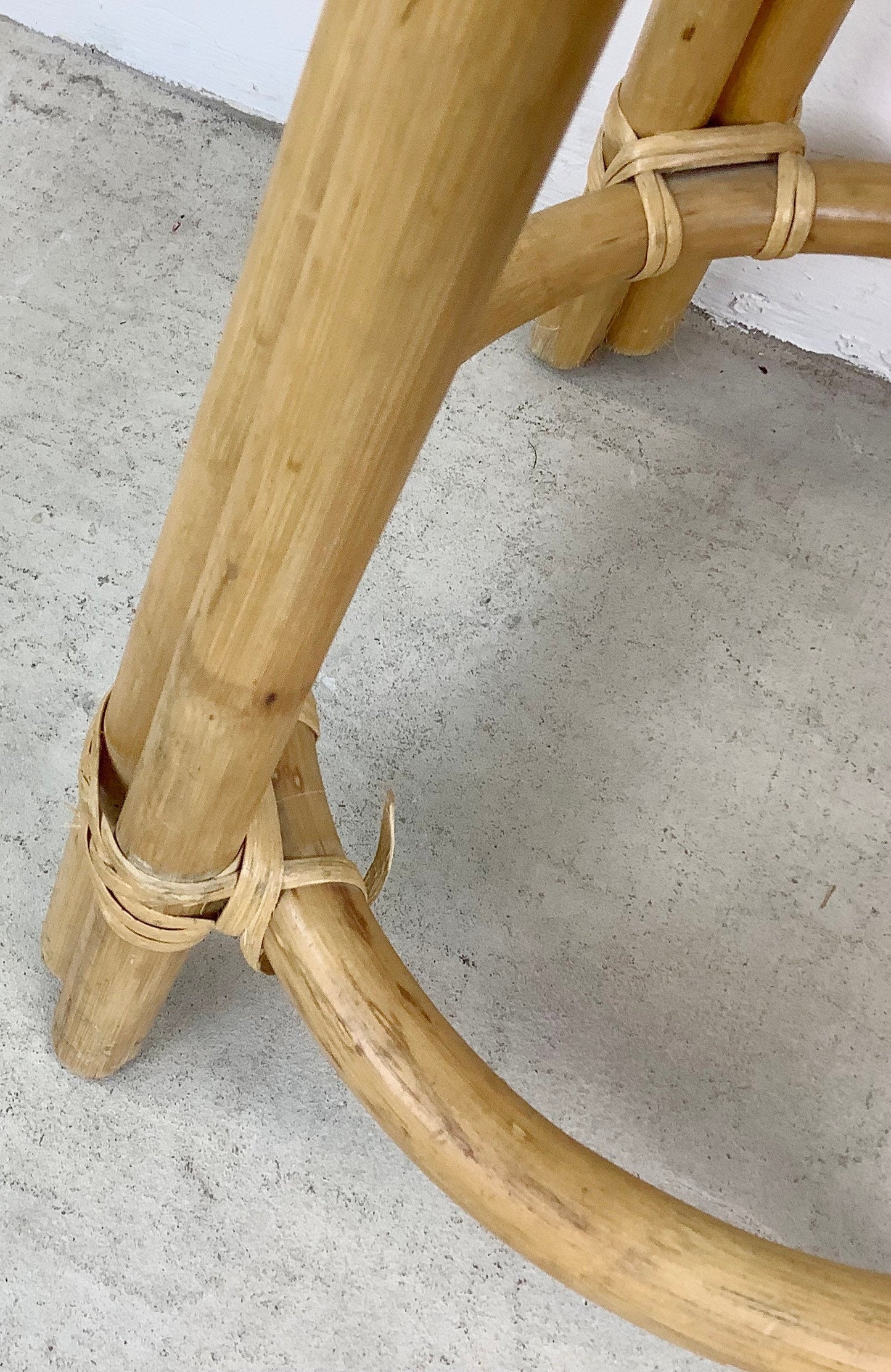 Pair Vintage Modern Bamboo Barstools