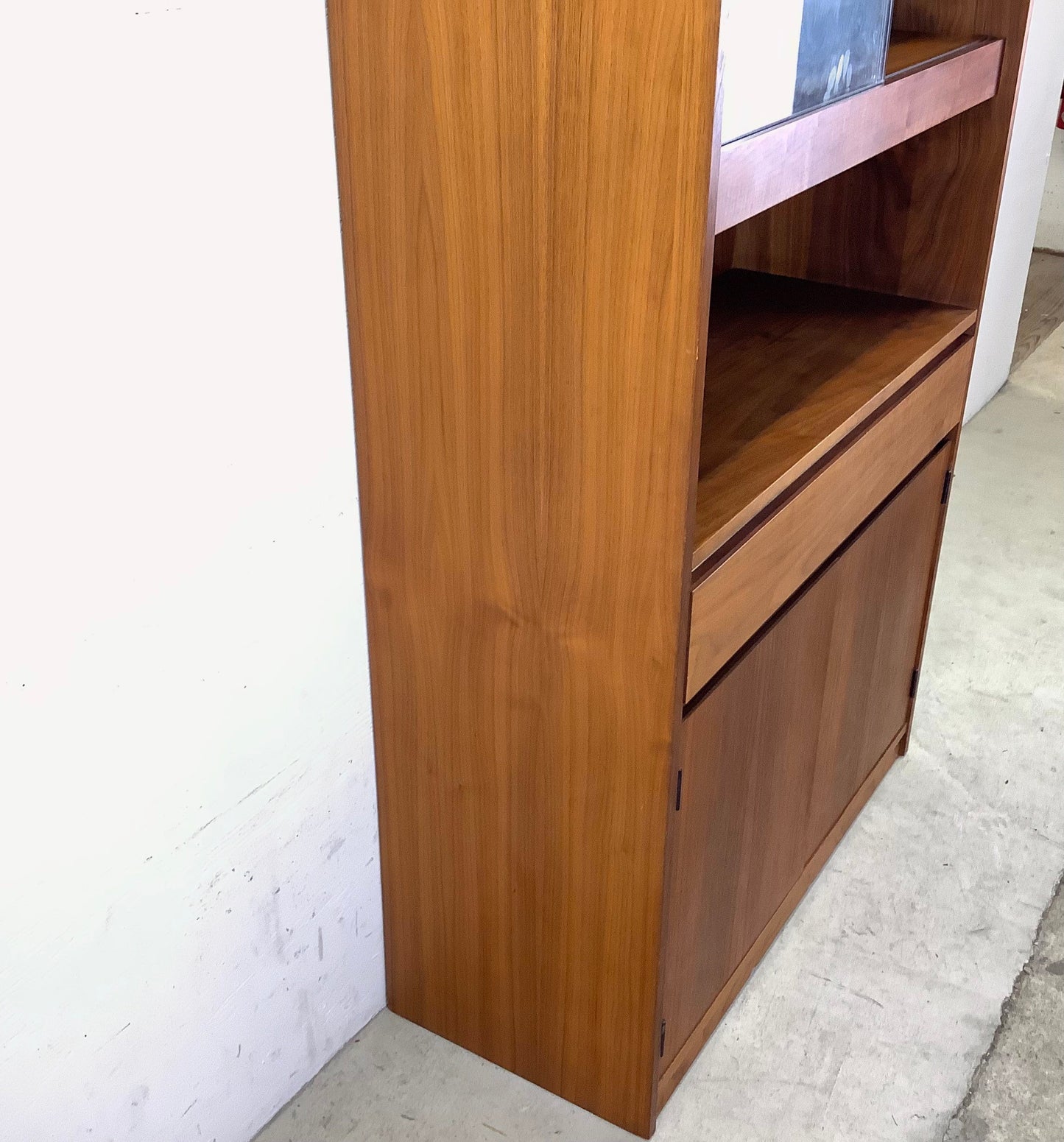 Vintage Modern Teak Bookcase With Display Cabinet