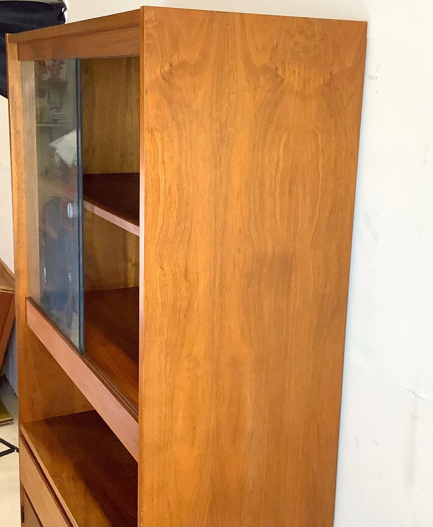 Vintage Modern Teak Bookcase With Display Cabinet