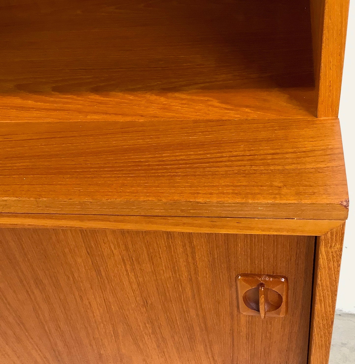 Vintage Modern Teak Cabinet With Bookcase Topper