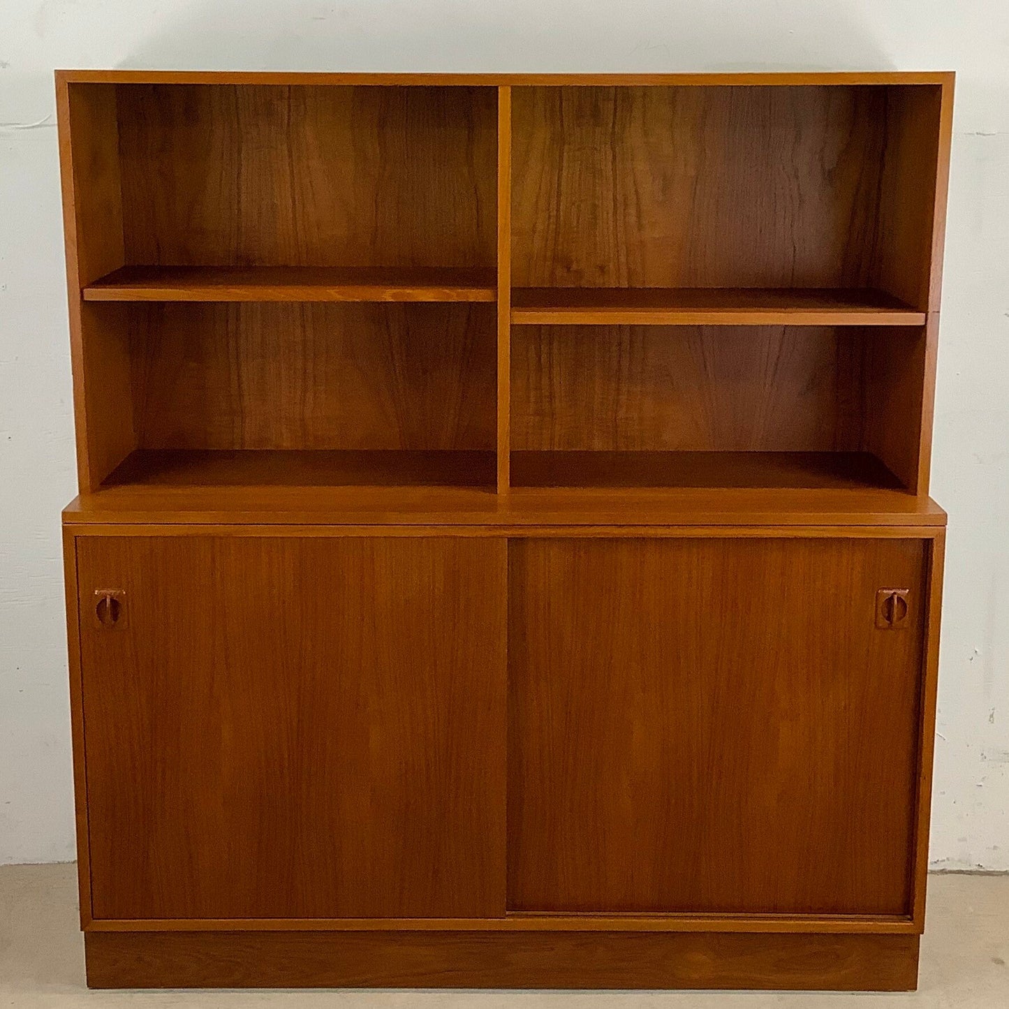 Vintage Modern Teak Cabinet With Bookcase Topper