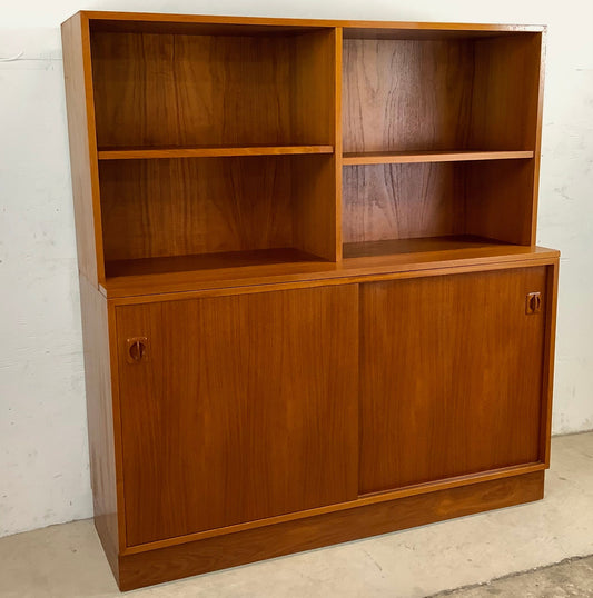 Vintage Modern Teak Cabinet With Bookcase Topper