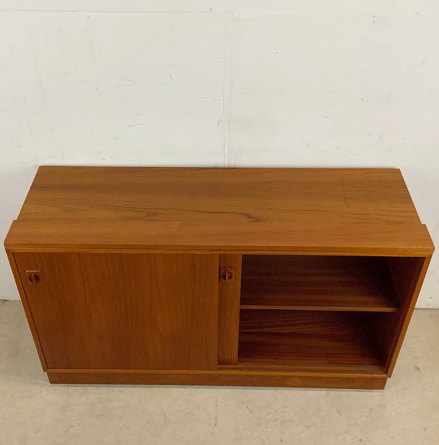 Vintage Modern Teak Cabinet With Bookcase Topper