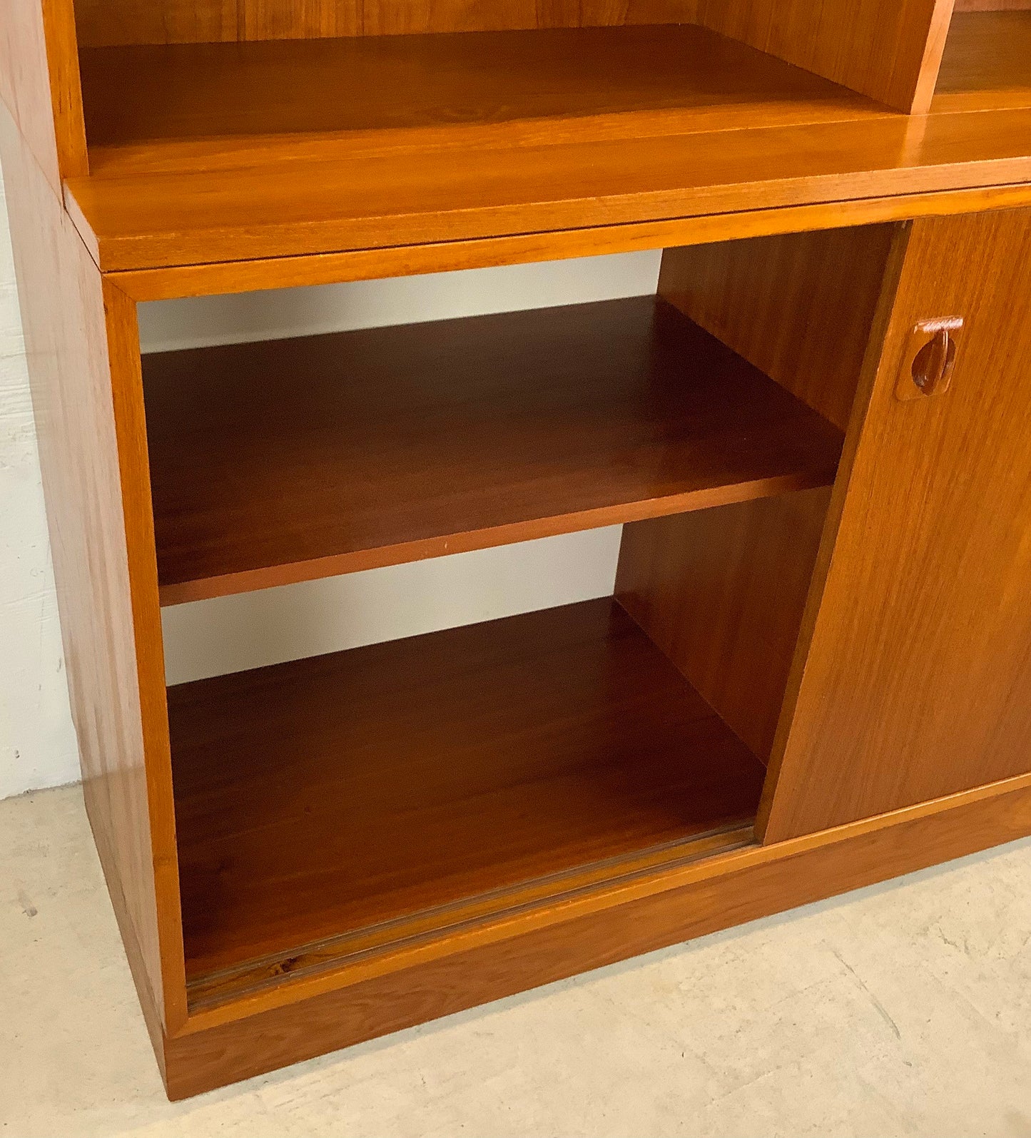 Vintage Modern Teak Cabinet With Bookcase Topper