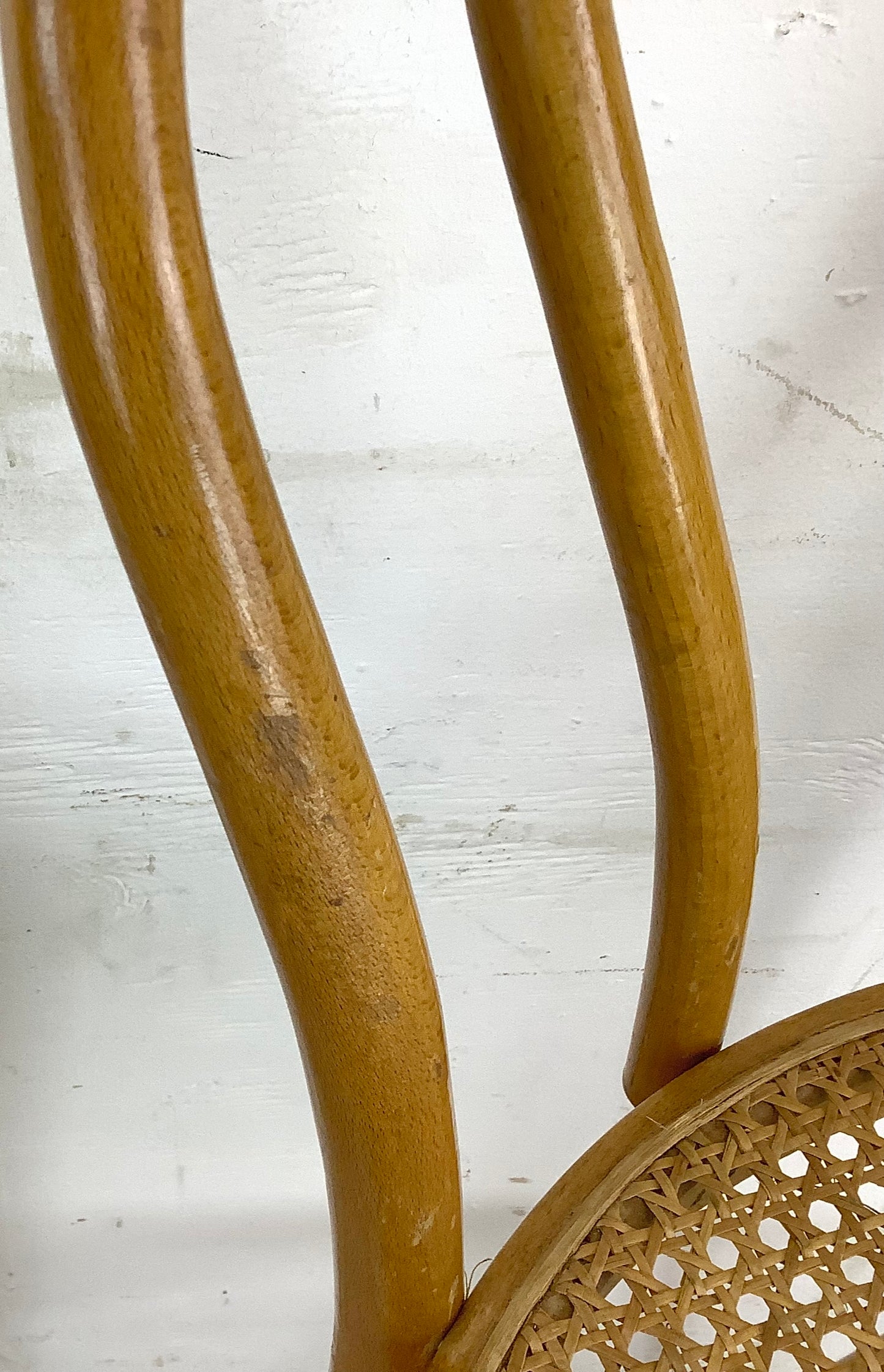 Pair Vintage Modern Cane Seat Barstools