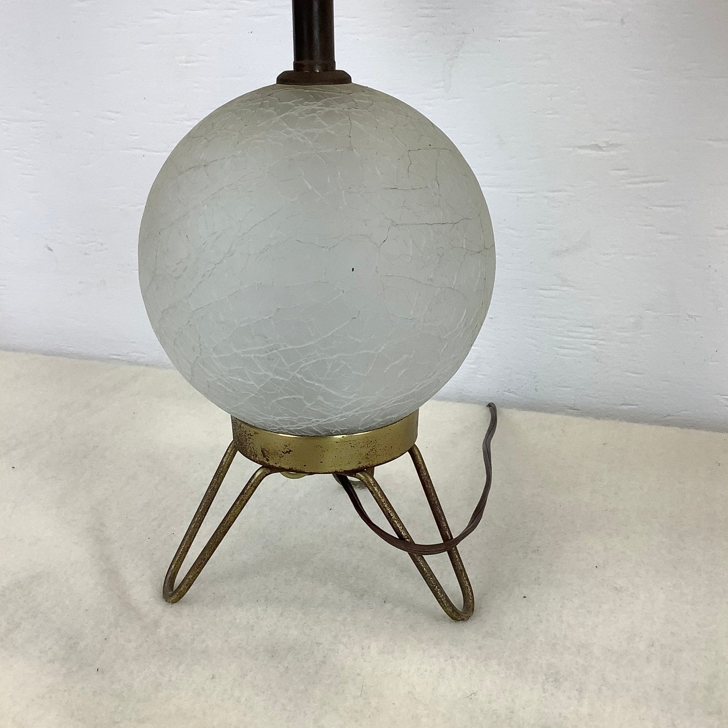 Pair Mid-Century Glass and Brass Table Lamps