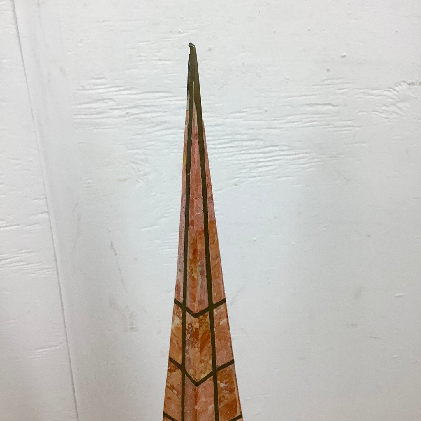 Casa Bique Blush Marble and Brass Obelisks Attr. Robert Marcius- Pair