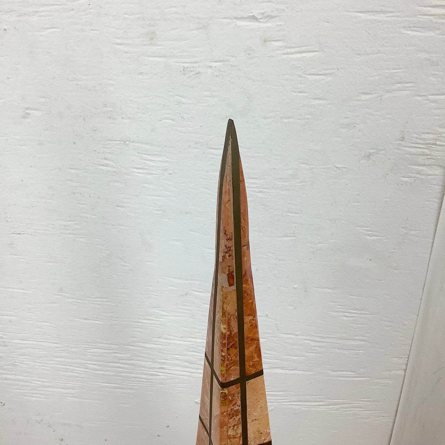 Casa Bique Blush Marble and Brass Obelisks Attr. Robert Marcius- Pair