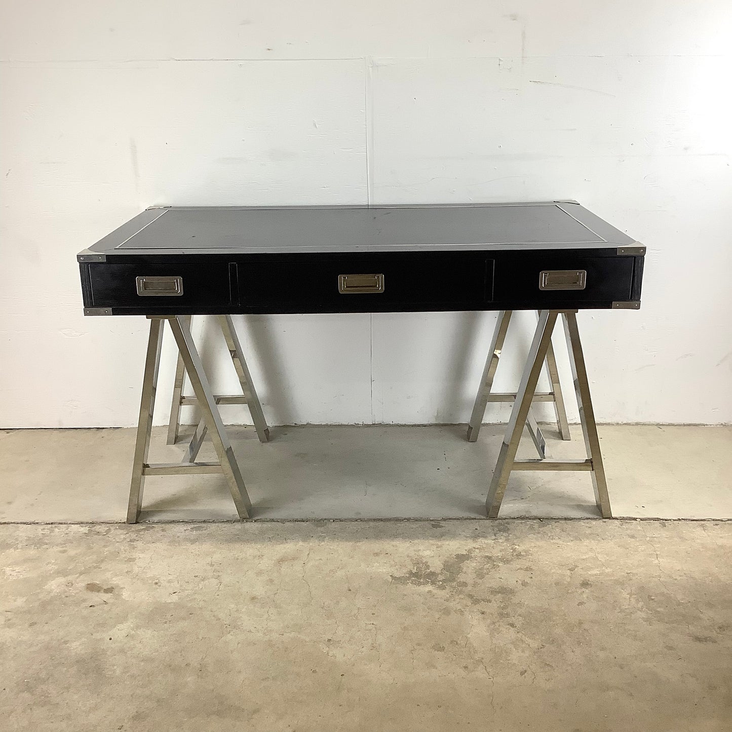 Decorator Modern Campaign Style Writing Desk With Steel Legs