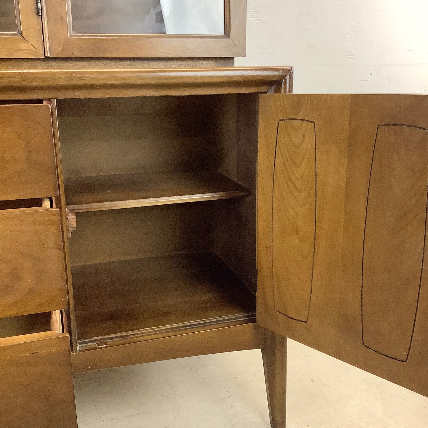 Mid-Century Walnut Sideboard With China Cabinet by Broyhill