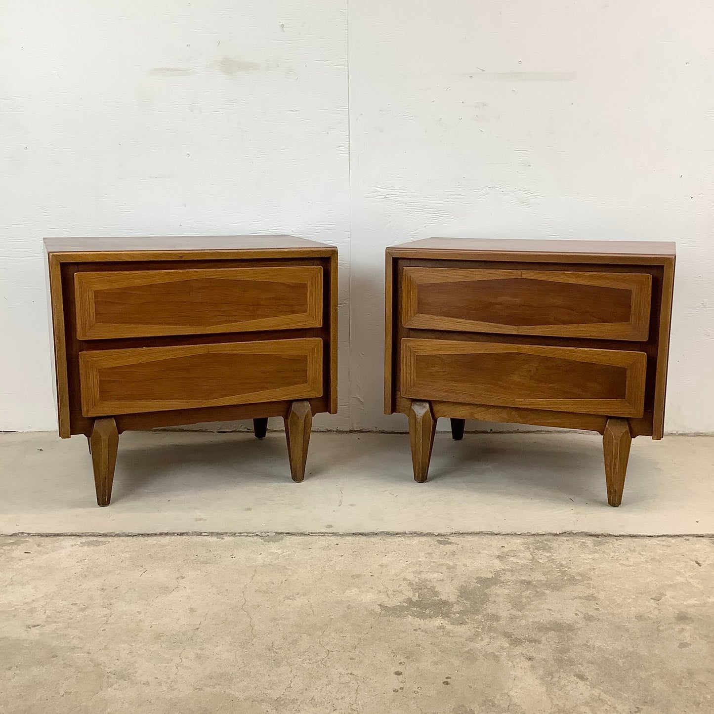 Pair Mid-Century Two Drawer Nightstands by American of Martinsville