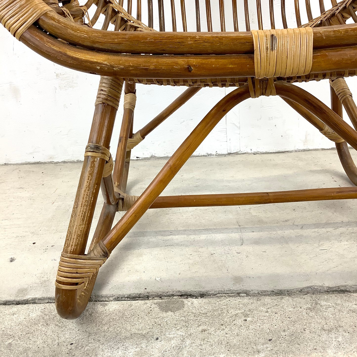 Vintage Modern Boho Chic Bamboo Rattan Armchair