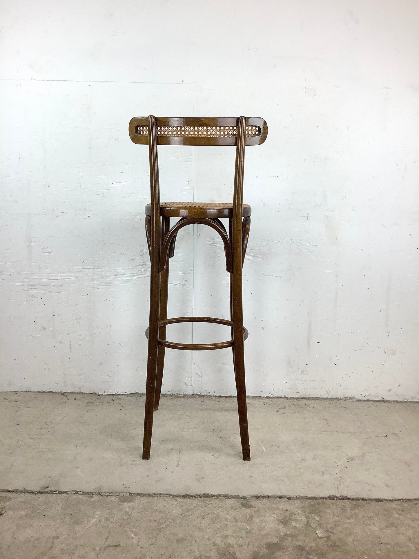 Vintage Cane Seat Thonet Style Barstool