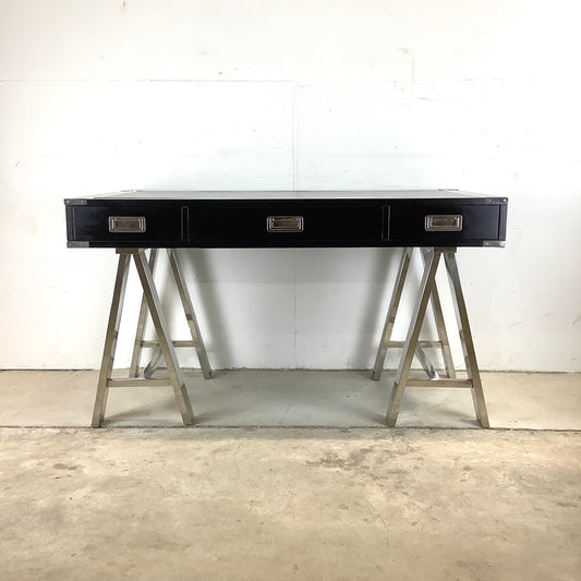 Decorator Modern Campaign Style Writing Desk With Steel Legs